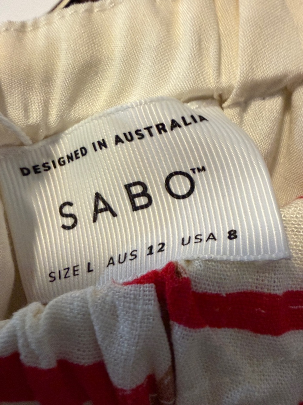 Sabo Skirt One-Shoulder Floral Stripe Avani Maxi Dress - Red & Cream Moana L - Picture 12 of 12